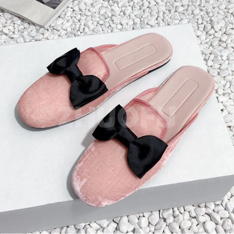 

Sweet Lovely Women Slippers Autumn Winter New Style Slippers Solid Colors Velvet Upper Round Head Design Ladies Shoes