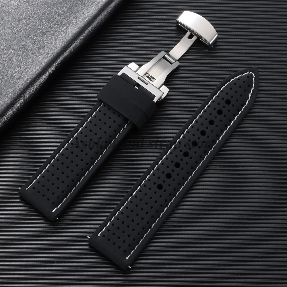 Breathable Silicone Watch Band with Butterfly Buckle