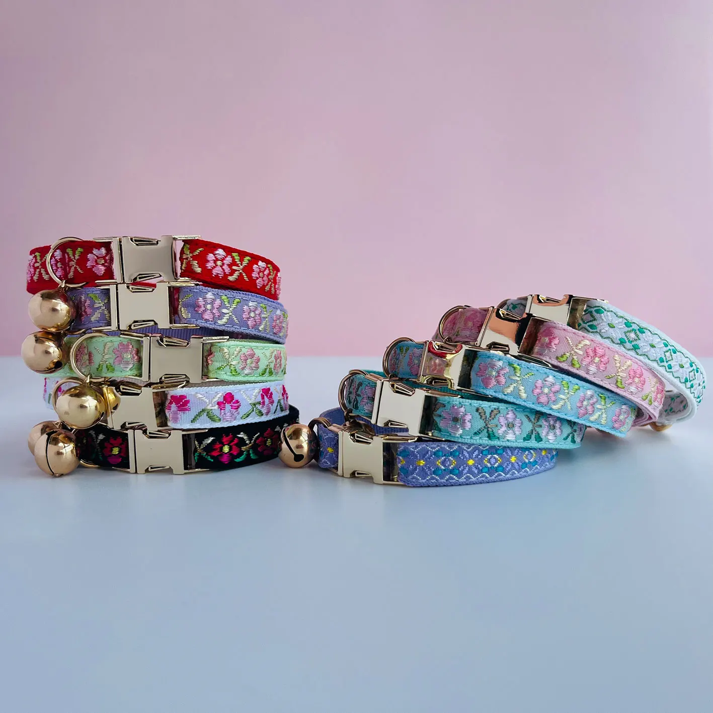 Customize Name Personalized Colorful Woven Pattern Cat Collar Jacquard Design Safety Breakaway Buckle_voghion.com