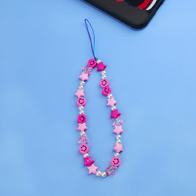 Mobile Phone Chain Straps Charm Color Acrylic Imitation Pearl Pendant Phone Anti-Lost Anti-Drop Lanyard Ladies Jewelry