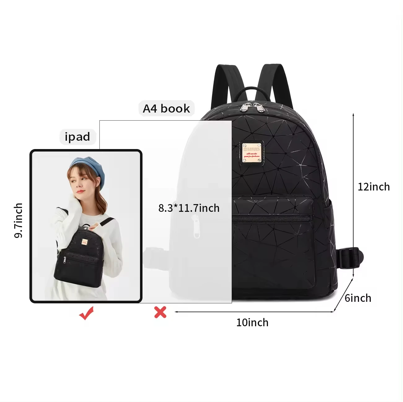 2168 Black Leather Mini Backpack,Lightweight,Fashionable Casual Girl Backpack,Women's Backpack,School Bags College