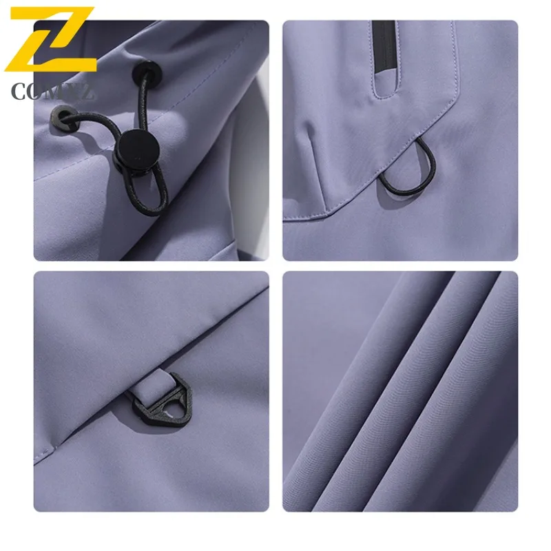 COMXZ Thickened Hooded Mens Jacket 2025 Outdoor Skiing Windproof Warm Parka Casual Travel Cold Resistant Winter New Clothing