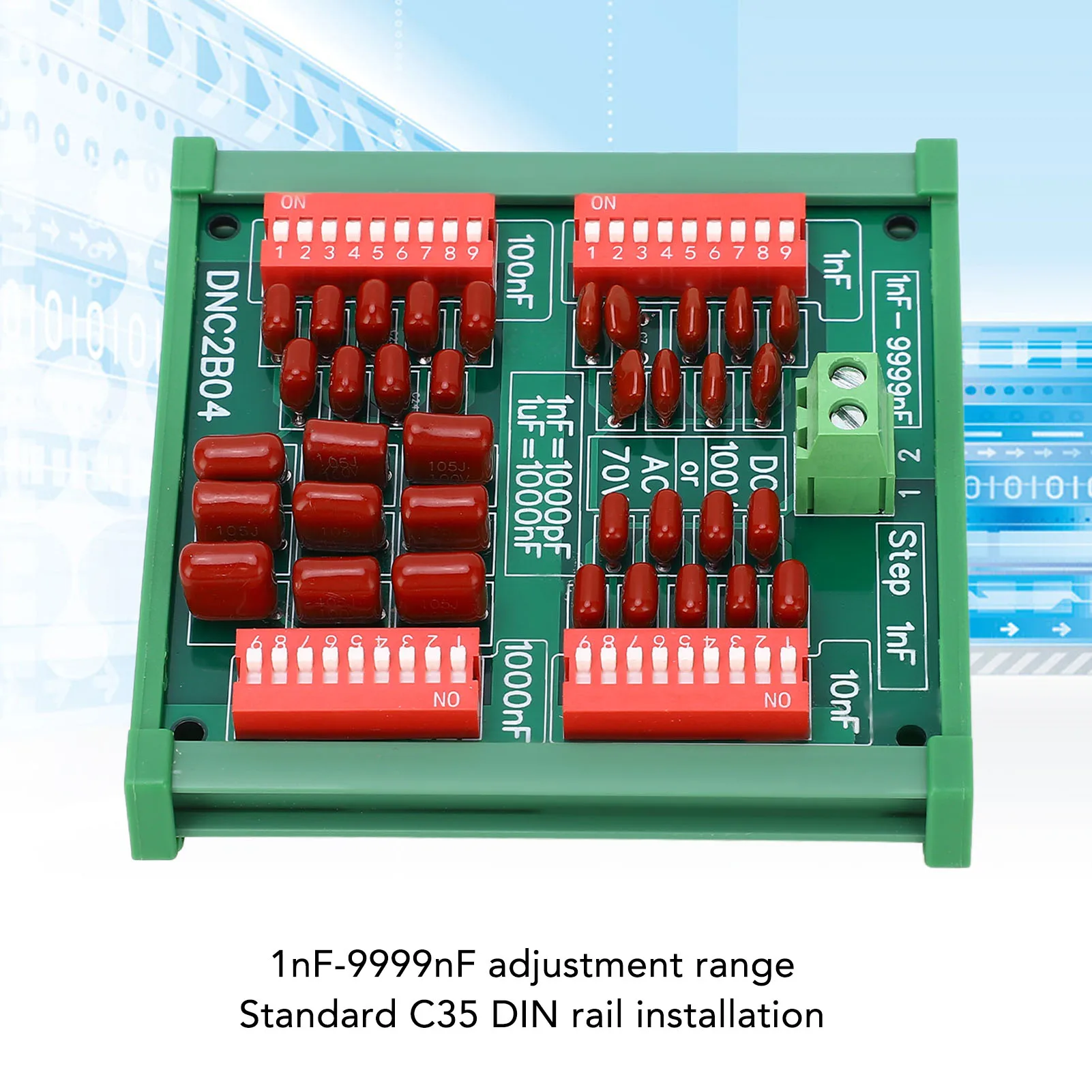 1nF-9999nF 1nF Step 4-digit decimal programmable capacitor board Polypropylene film capacitor DC100V/AC70VDNC2B04 with track