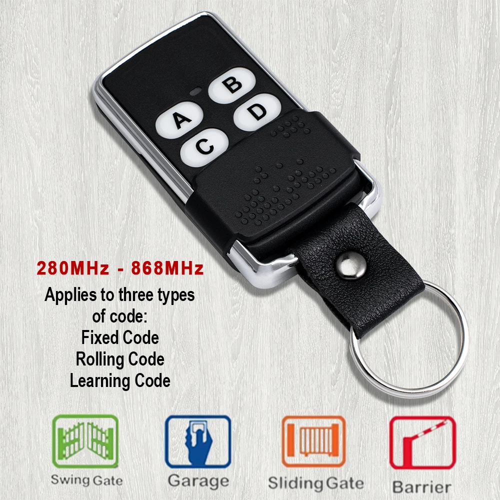 Universal Garage Door Remote Control 433.92MHz Duplicator Clone 433-868MHz Rolling Code&Fixed Code Gate Keyfob Controller Opener 6