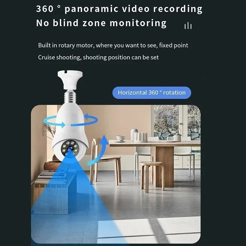E27 Bulb IP WiFi Camera with Color Night Vision, Two-Way Voice Control, Auto Tracking, Smart Home Security Wireless Camera 6