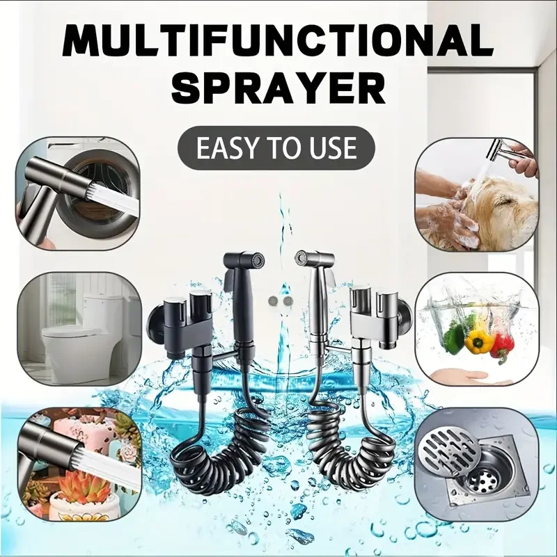 Modern toilet spray gun kit with handle and flexible hose - Heavy duty toilet spray gun system, easy to install,