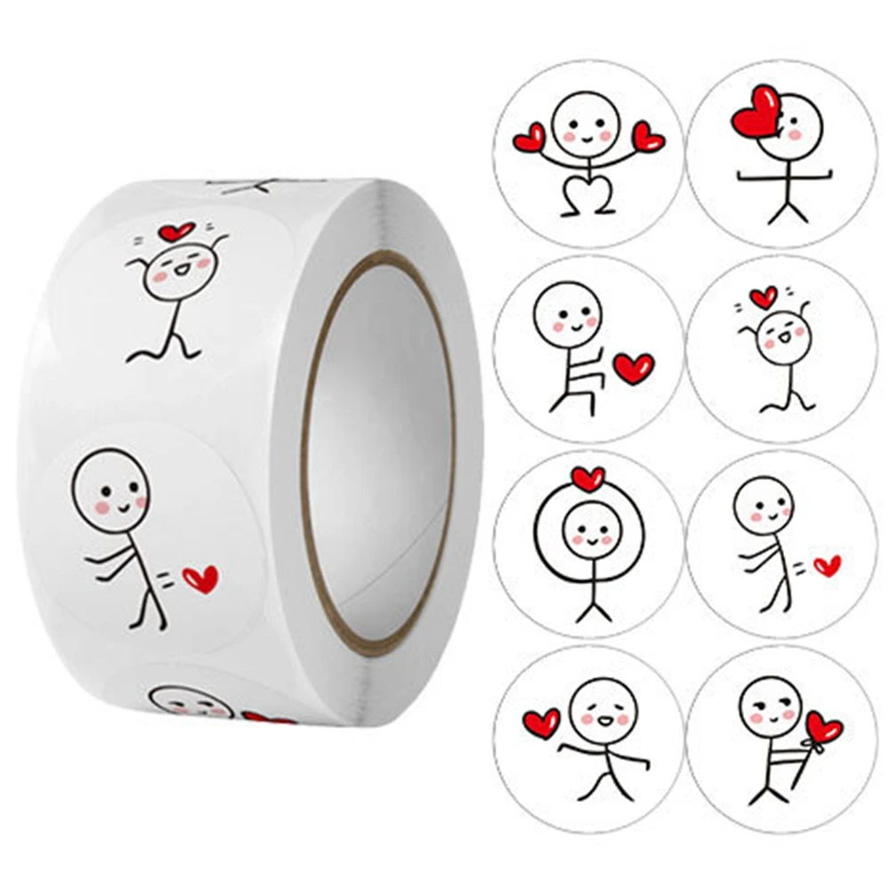 500 Stück 20 mm Cartoon-Belohnungsaufkleber, Rolle, Liebesetiketten, Valentinstagsaufkleber für Hochzeitsgeschenk, Dekor, Umschlag, Versiegelung, Scrapbooking
