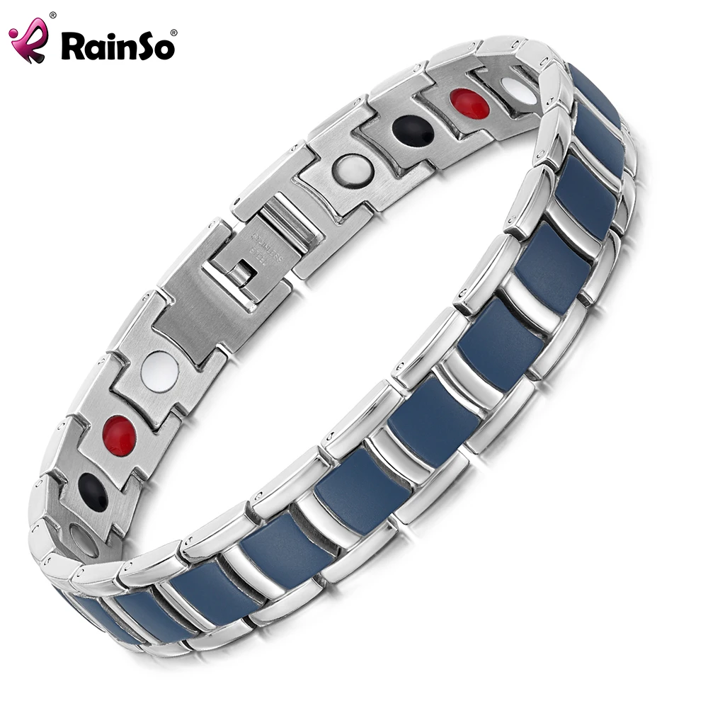 Stainless Steel Bracelet For Women Men Paint Baking Blue Homme Health Care Magnetic Bracelet Viking Gifts For Unisex Rainso