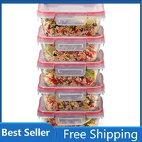 Pyrex Freshlock 10-Pieces 4-Cup Glass Food Storage Containers Set Airtight & Leakproof Locking Lids Freezer Dishwasher Microwave 1