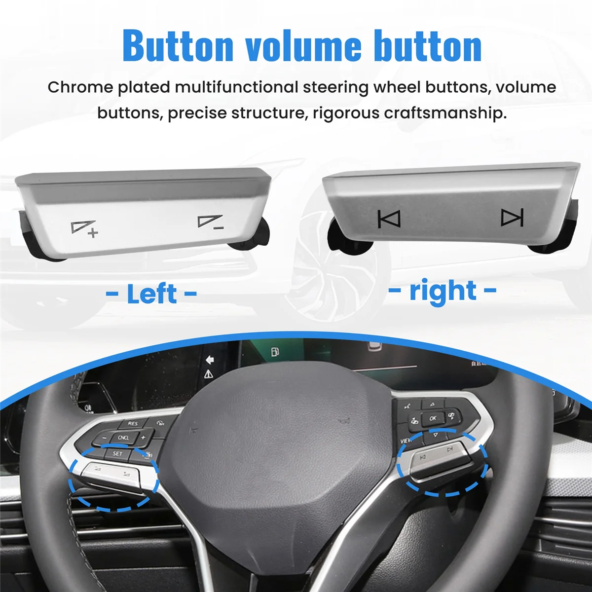 Chrome Multifunctional Steering Wheel Button Key Volume Button for VW Golf 8 MK8 Passat B8 PA T ROC 30D959442J