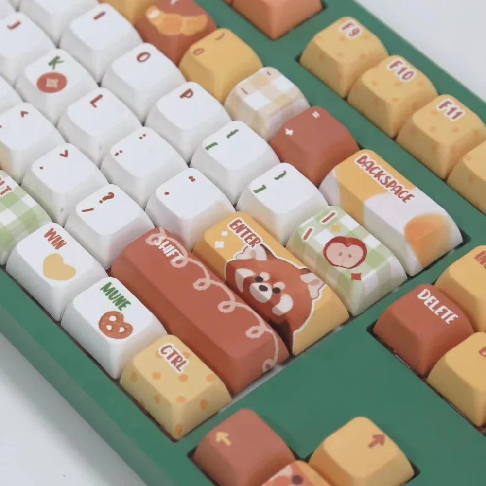 Pbt Red Panda Puff Keycap Teclado Mecânico Pbt Personalizado Faça Você Mesmo Desenhos Animados Bonito Xda Sublimação 104 Chaves - Imagem 4