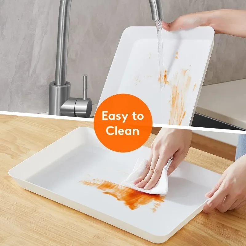 Thin rectangular tray, white dining tray, plastic food tray