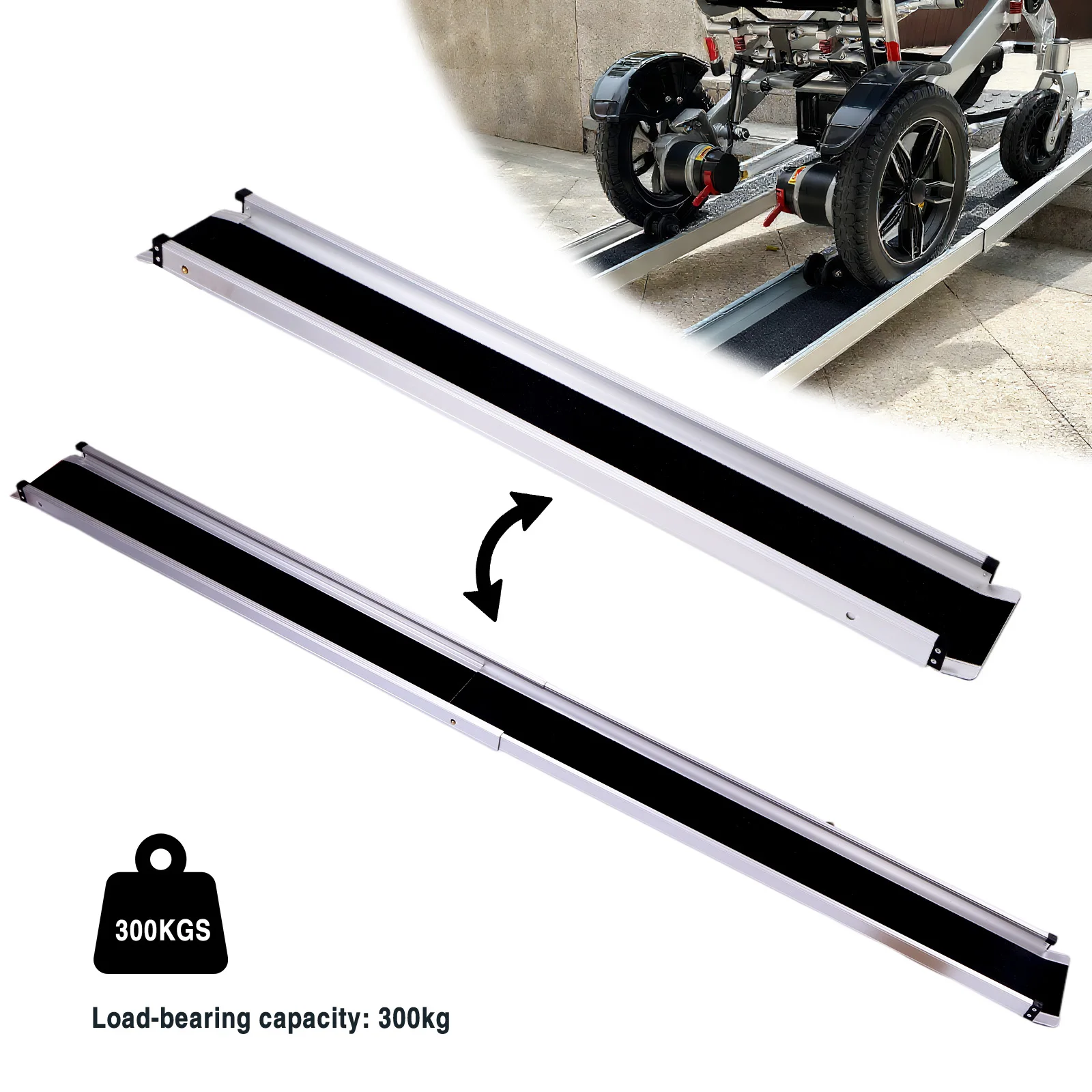 Adjustable Aluminum Ramps Portable Folding Threshold Wheelchair Ramp with Handbags Door Threshold Wheelchair Ramps for Doorways