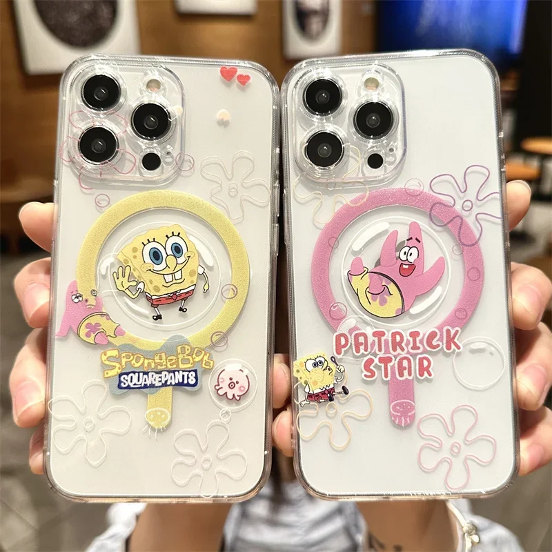 Spongebobs Custodia Patrick Star Per Iphone 15 11 12 13 14 Pro Max Mini Xs Xr 8 7 Plus Se 2020 Magsafe Ricarica Wireless Magnetica Etui