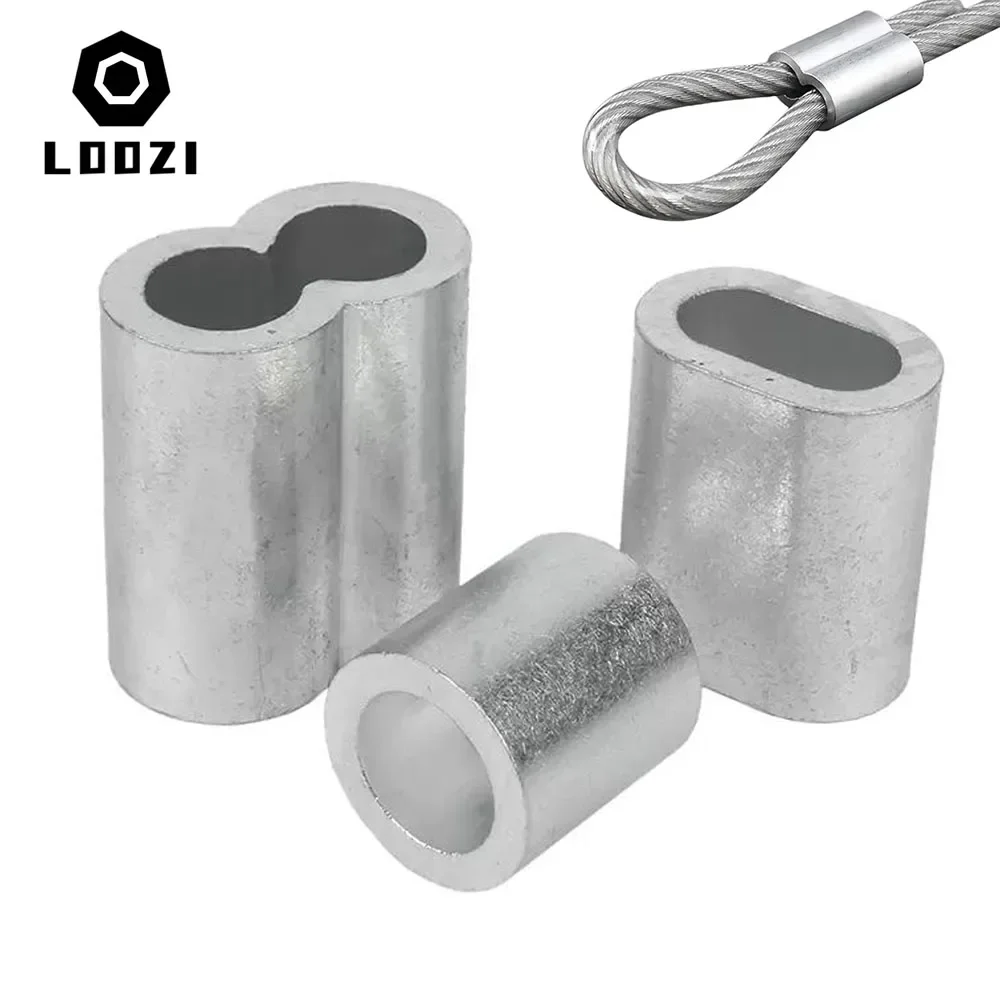 Aluminum Wire Rope Crimp Fixed Sleeve Fixing Clip Oval 8-type Wire Ferrules Cord Lock Aluminum Cable Stopper Crimp Rope Hardware