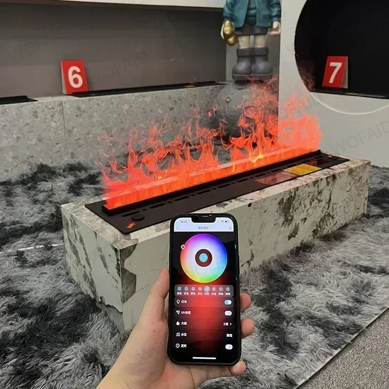 3D Steam Flame Electric Fireplace Smart App Control Water Mist Humidifier Decorative LED Fire for Living Room Bedroom TV Wall