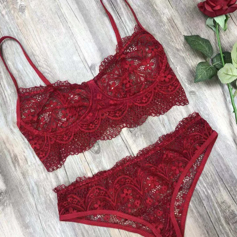 Women Bra and Panty Set Sexy Lounge Underwear Hollow Push Up Bras Porno Bridal Lingerie Sleepwear See-though Womens Clothing cotton bra and panty sets