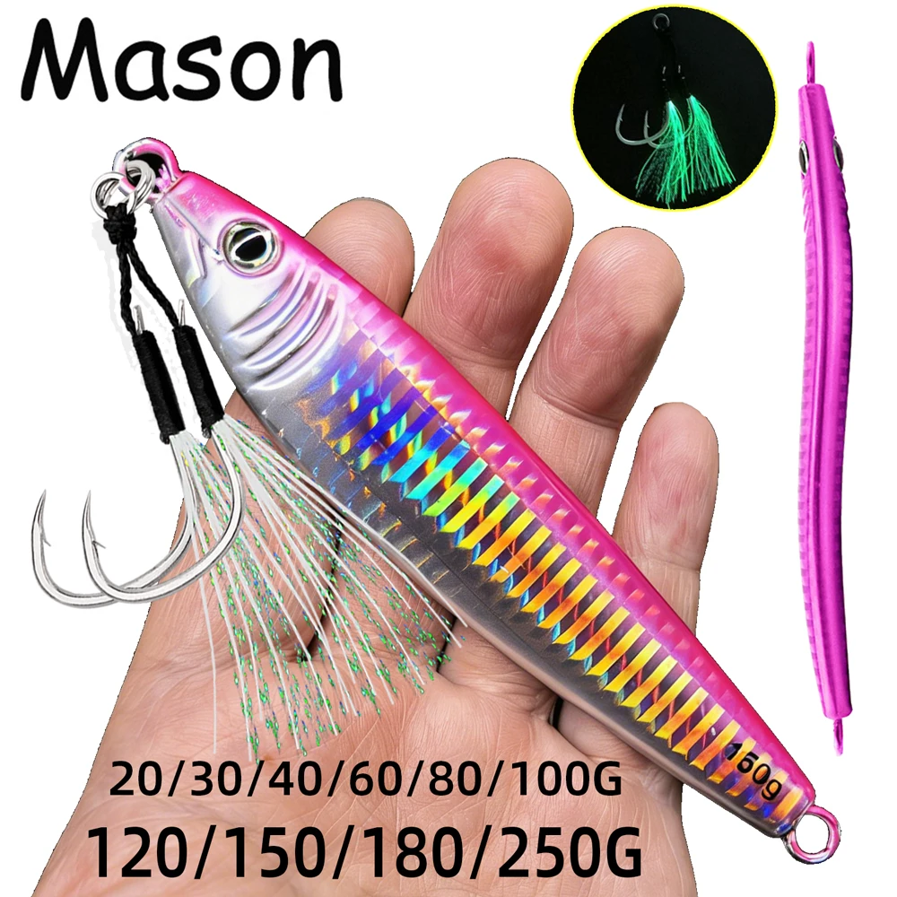 1 Stück Leuchtender Jigging-Köder 20g-180g Schnell Sinkender Jigging-Angelköder Laser-Papierbeschichtung Jig-Köder Meeresfischen Schleppangeln Jigs
