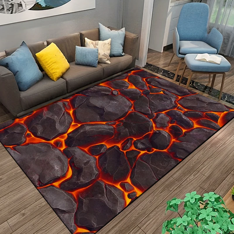 

3D Volcano Lava Magma Area Rug Large,Carpet Rug for Living Room Bedroom Sofa Doormat Decoration,Kid Game Play Non-slip Floor Mat