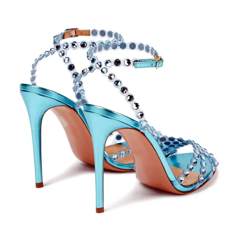 Sexy Gemstone Short Heel Sandals