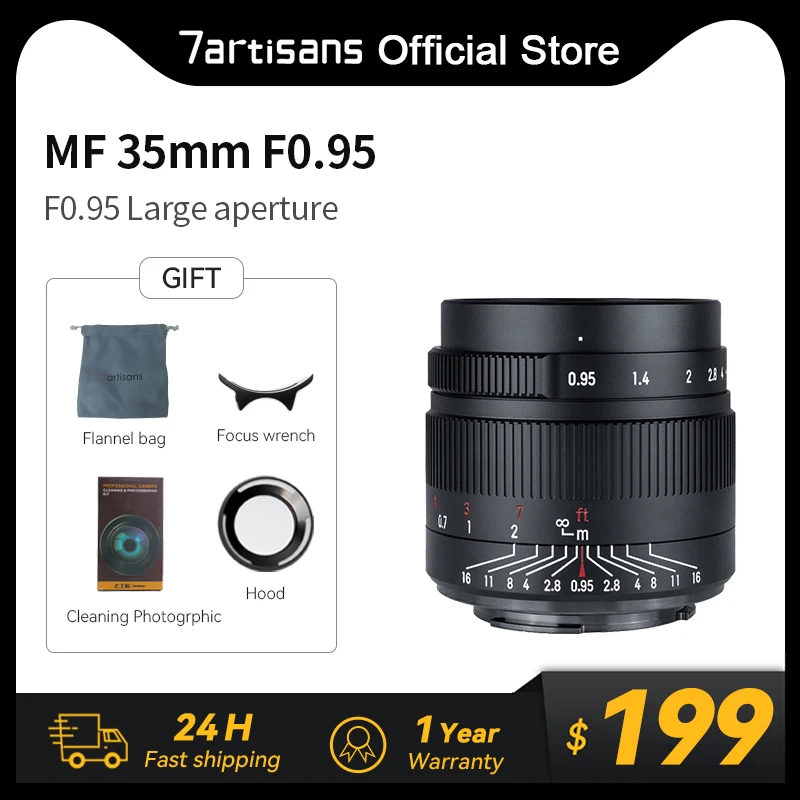 

7artisans 35mm F0.95 Large Aperture Portrait Lens For Sony E ZVE10 Fuji FX Canon EF-M M50 Canon RF R50 Nikon Z Z5 Z9 Micro 4/3