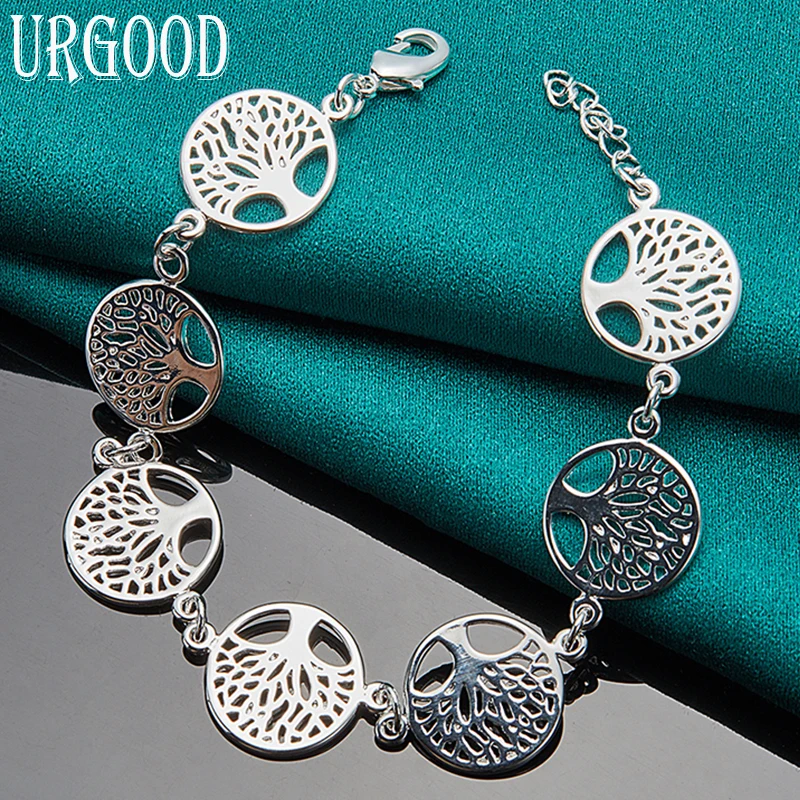 

925 Sterling Silver Tree of Life Chain Bracelet For Women Men Party Engagement Wedding Fashion Jewelry