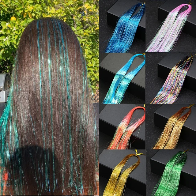 Shiny Sparkle Hair Tinsel Kit Rainbow Women Colorful Glitter Bling Hair  Extension Twinkle Hair Dazzles Accessories for Braiding - AliExpress