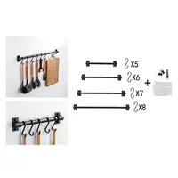 Kitchen Rail Rack with 1Hooks, Utensil Rack Wall Mounted, ing Utensil Holder for Utensils Set and Cookware Black 1