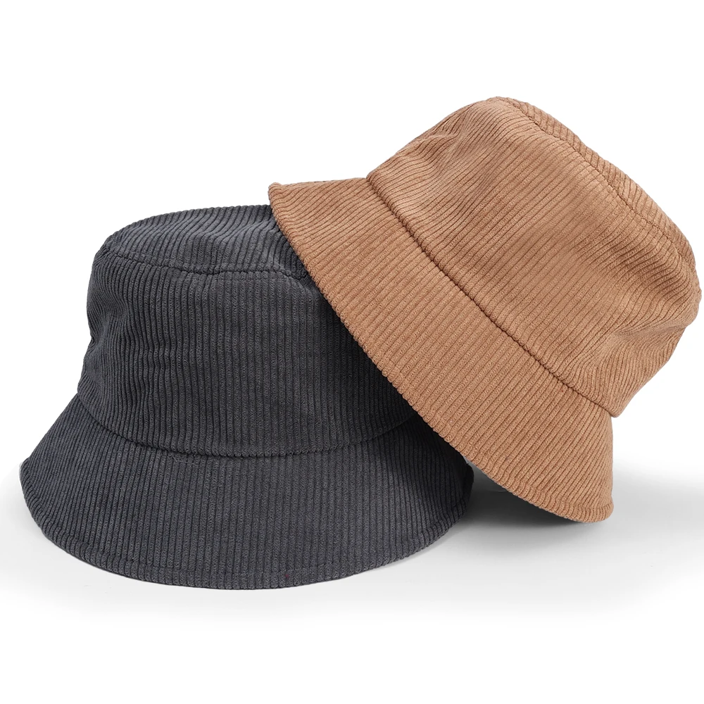 Corduroy Bucket Hat Spring Autumn Women Men Fisherman Foldable