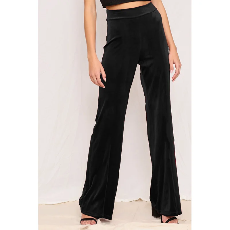 Casual for Women 2022 Autumn New Elastic High Waist Yoga Pants Fashion Street Micro-bomb Solid Color Micro FlareTrousers Trend