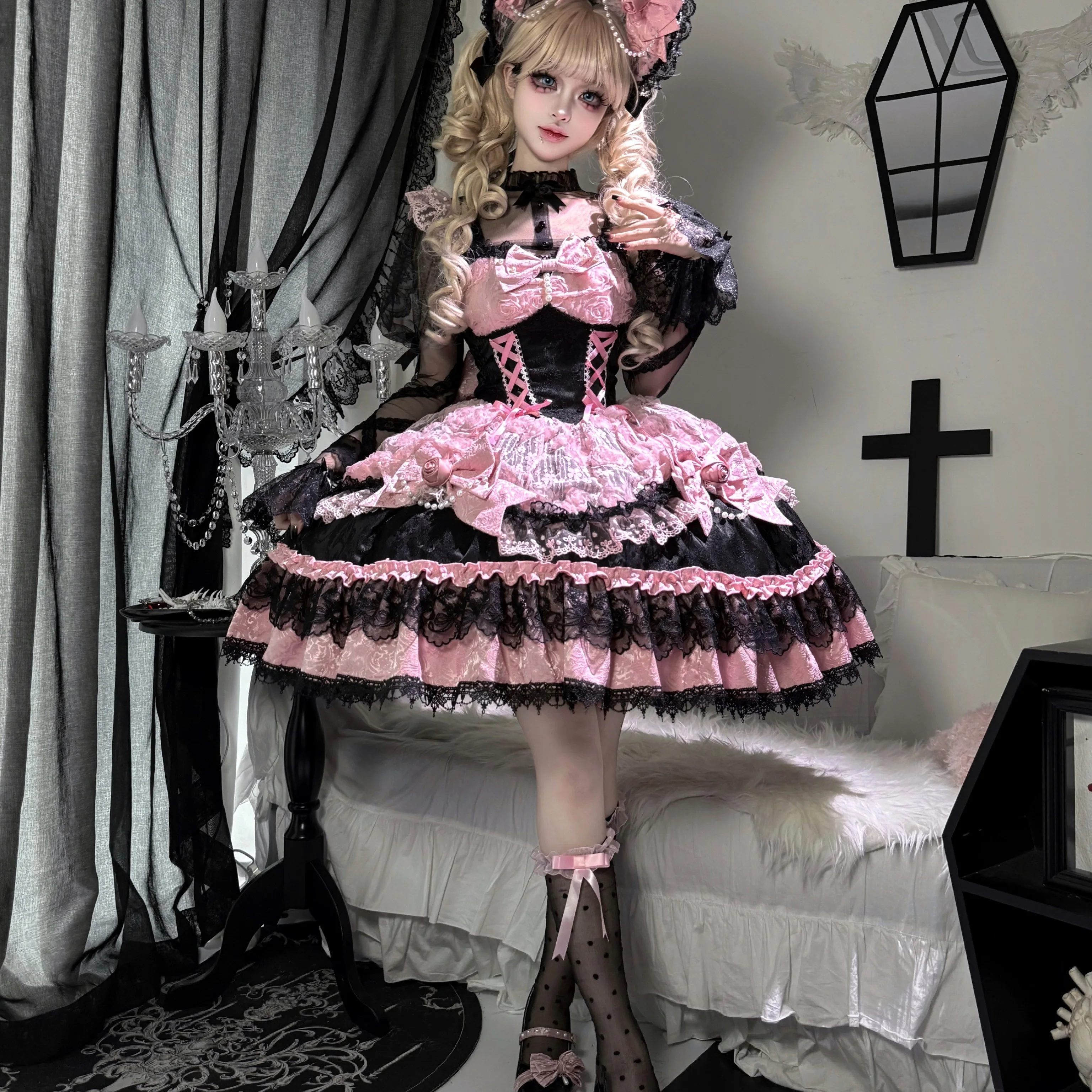 Original Black and Red Gothic Lolita Dress JSK Autumn New Girl's Sweet Cool Slim Princess Dress Halloween Carnival Cos Dresses 5
