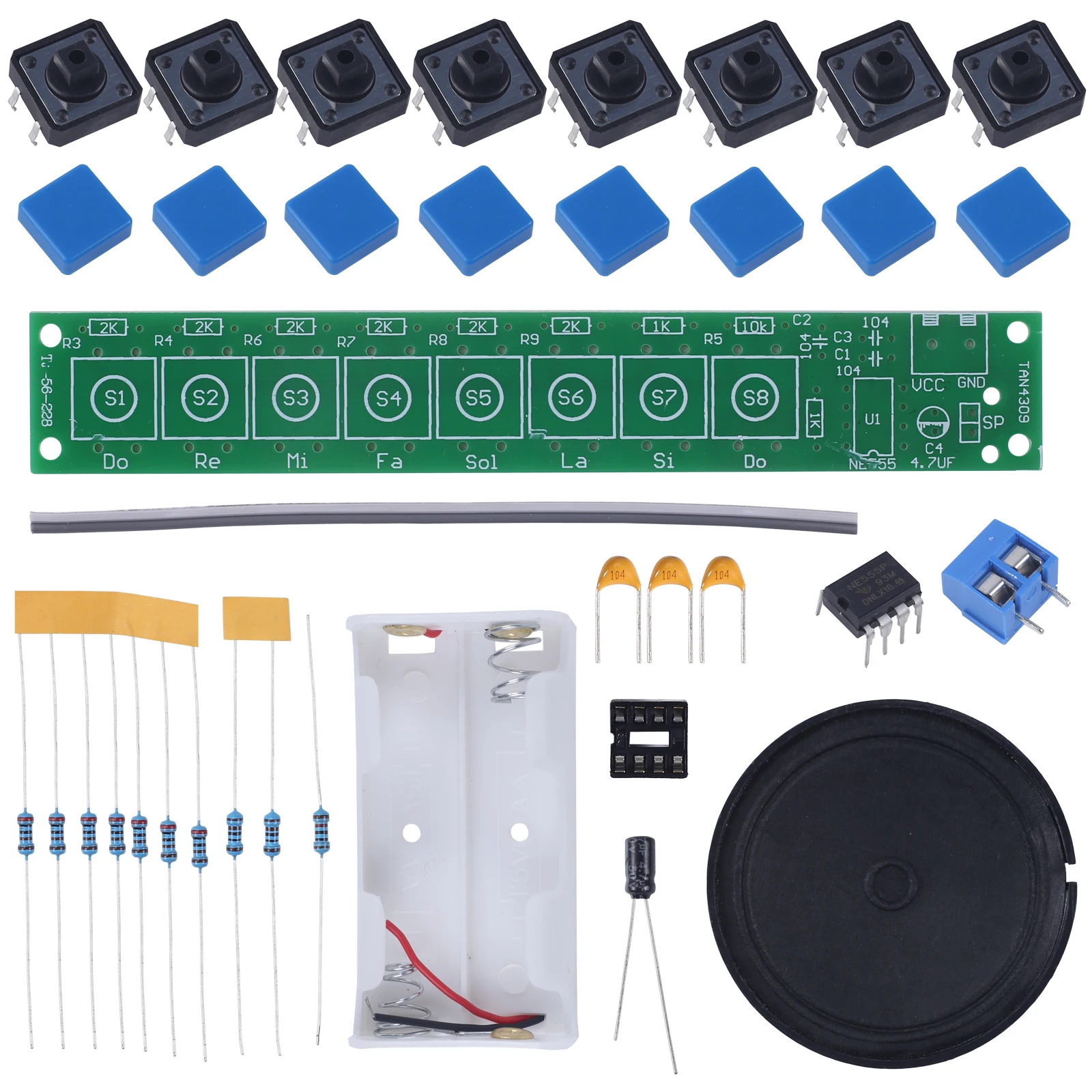 Kit Elettronica Fai Da Te NE555 – Pianoforte A 8 Note, Organo Tastiera, Alimentazione 3-12V DC, Quason