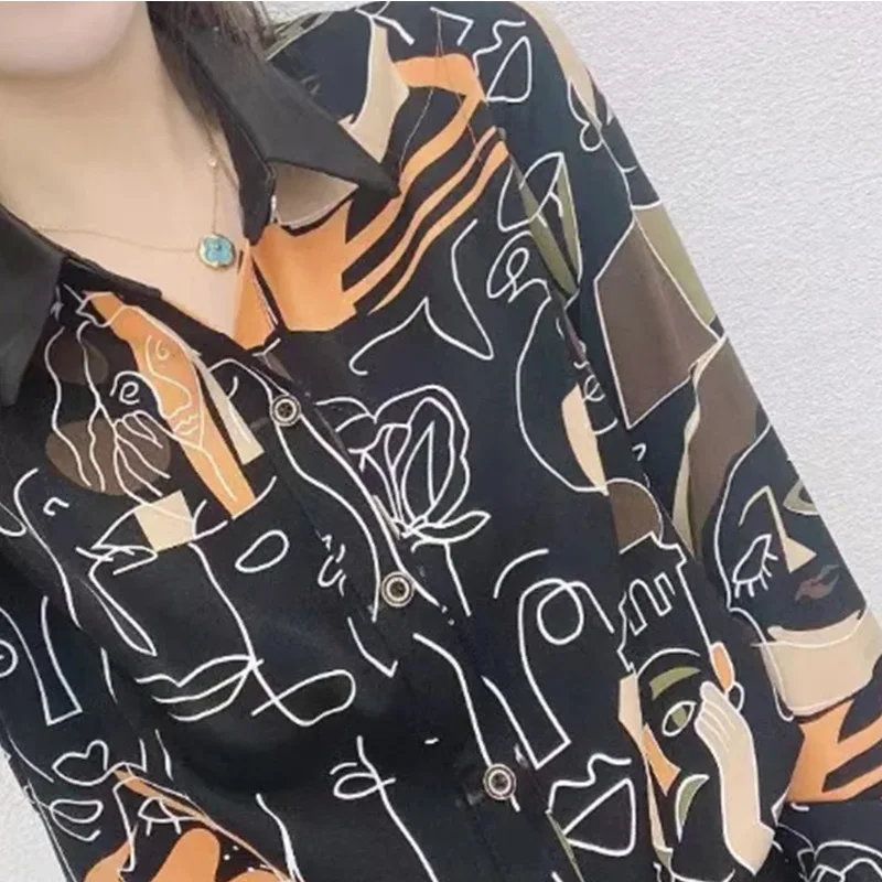 2024 New Summer Oversized High Waist Elegant Fashion Loose Office Lady Women's Shirt Splicing Color Block V Neck LongSleeve tops