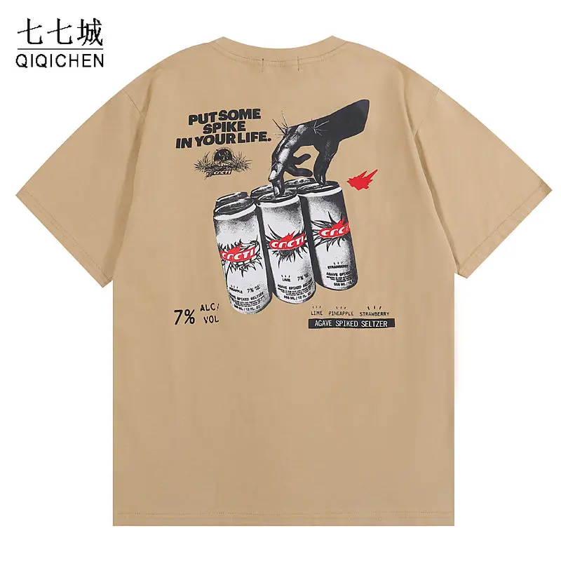 High Street T-shirt Men Summer Graffiti Print O-Neck Short Sleeve T-shirts Vintage Casual Oversized Tees Tops Streetwear Unisex