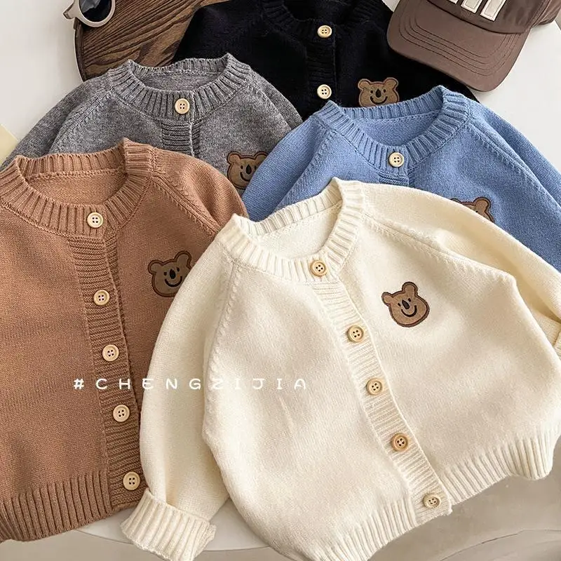 Kinder Cartoon Bär Pullover Dünne Strickjacke Mantel Langarm Outwear Ins Koreanischen Stil Baby Kleidung für Herbst Winter – Detail 17