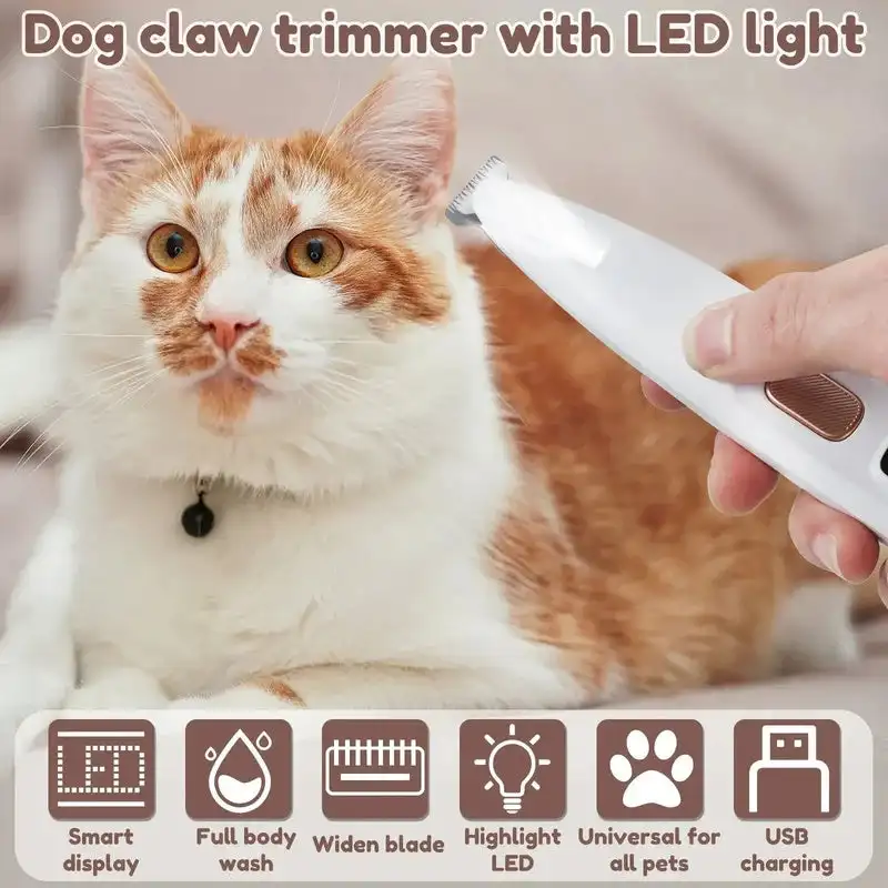 Pet Dog Electric Groomer Trimmer with LED Light Waterproof Pet Foot Hair Trimmer Low Noise Cat Dog Face Foot Ear Hip Paw Shaver pets foot trimmer