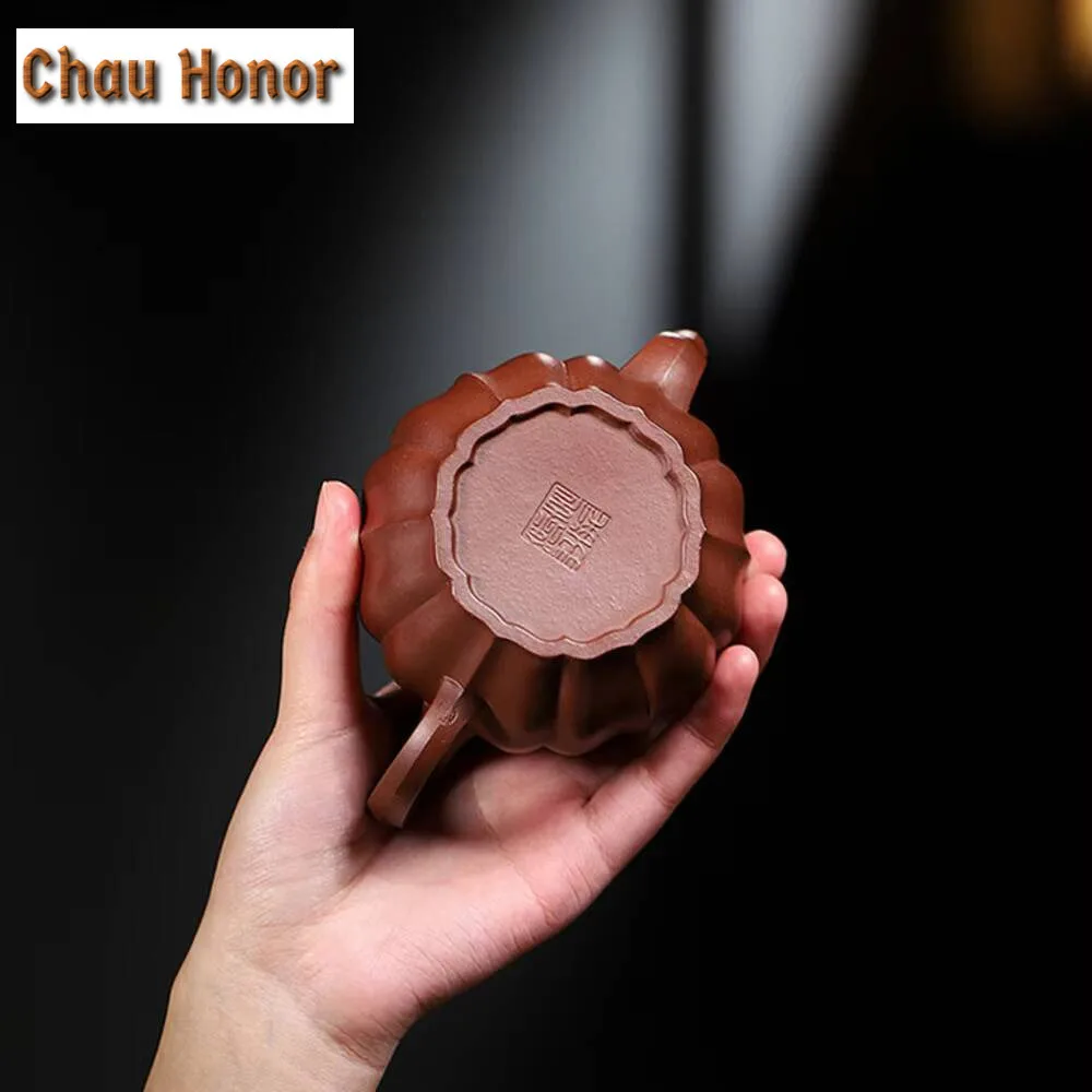260ml Chinese Yixing Zisha Teaware Tea Pot Hand Made Palace Lantern Pot Raw Ore Mud Kettle Collection Customized Tea Set Gifts