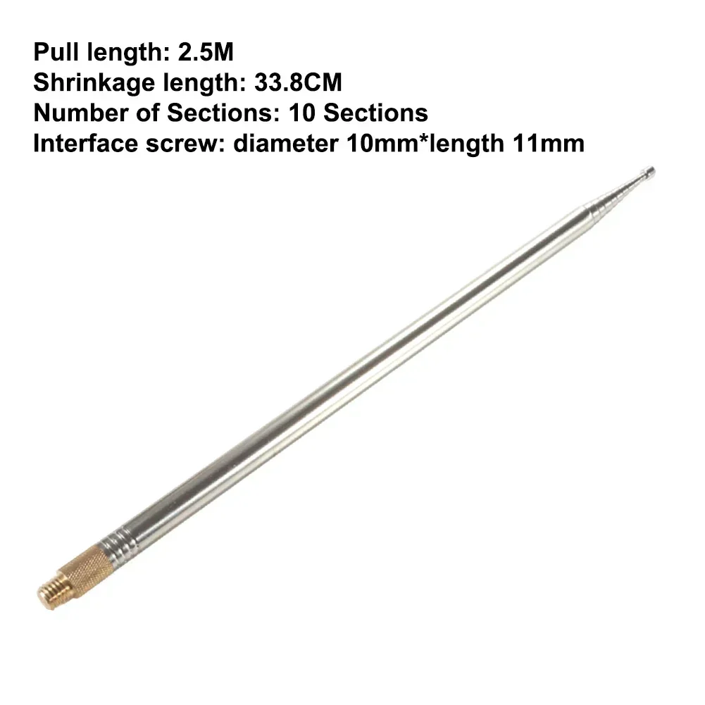 304 Stainless Steel 2.5m shortwave antenna Whip Antenna For Pac12 JPC7 Portable Short Wave Antenna DIY Shortwave Radios And Telescopic