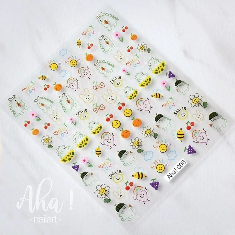 Lovely Animal Bear Nail Art Stickers Korean Rabbit Bear Adhesive Decal Ornament Child DIY Manicure Slider Decoration Sticker