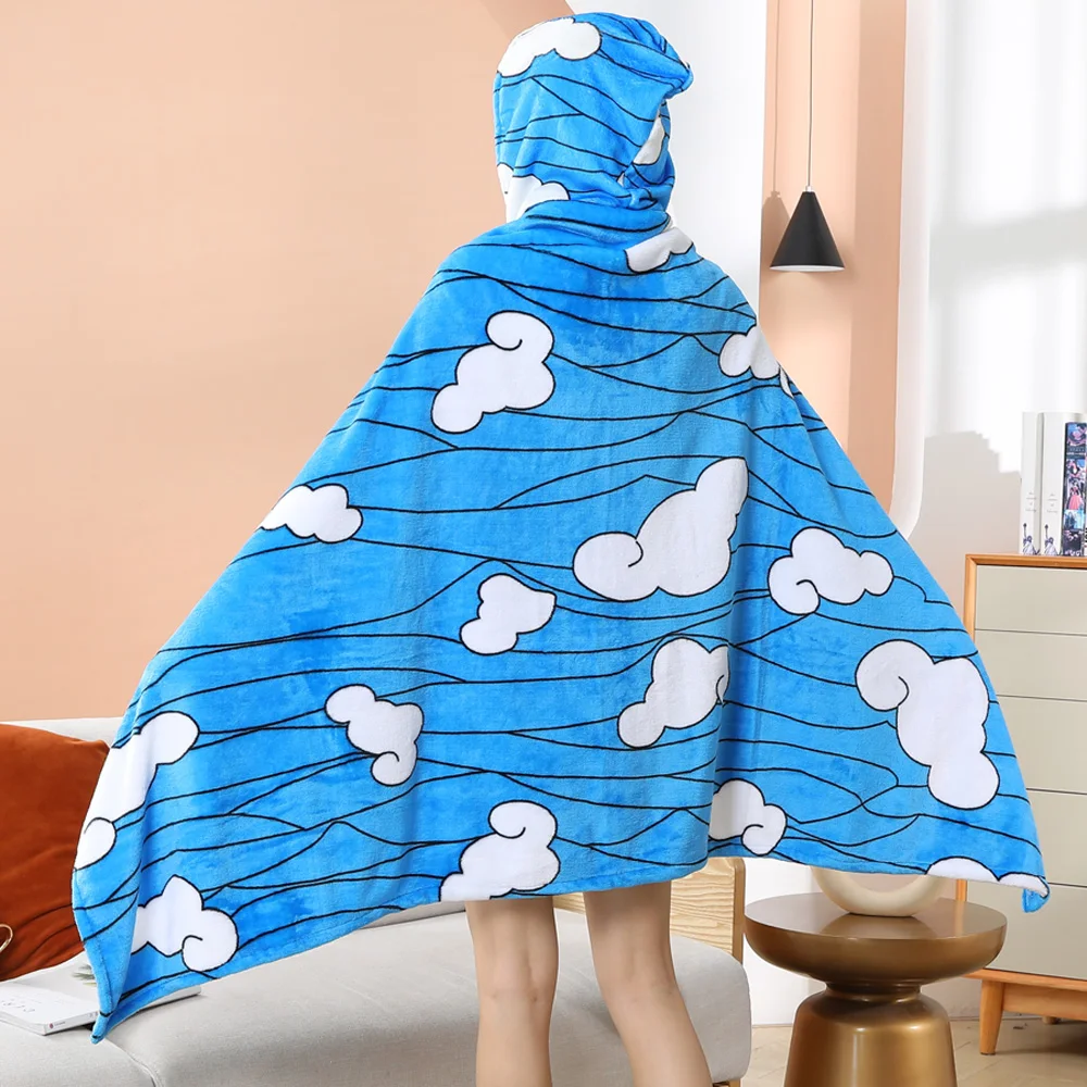 Coperta Anime Con Cappuccio – Mantella In Pile Flanella Grigia 167x100 Cm Morbida Per Cosplay E Serate Sul Divano - 5