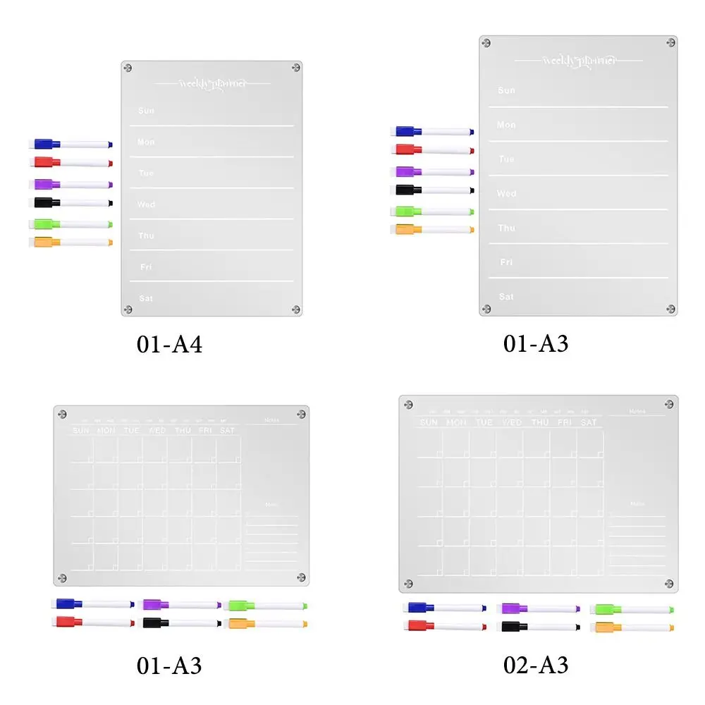Magnetic Fridge Sticker High Quality Dry Erase Acrylic Weekly Schedule Clear Message Board Home School Office