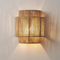 Tigmi Raffia Wall Lamp rustic linen lamp Bedroom Bedside Lights Dining Room Living Room Aisle Japanese home indoor Light 2