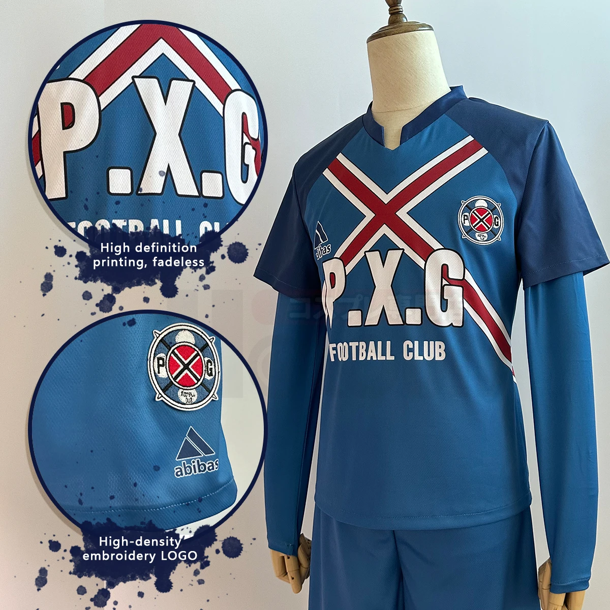 HOLOUN Blue Lock Anime Charles Cosplay Costume P.X.G Jersey NO.6 Embroidery Football Uniform Tops Shorts T-shirt Socks