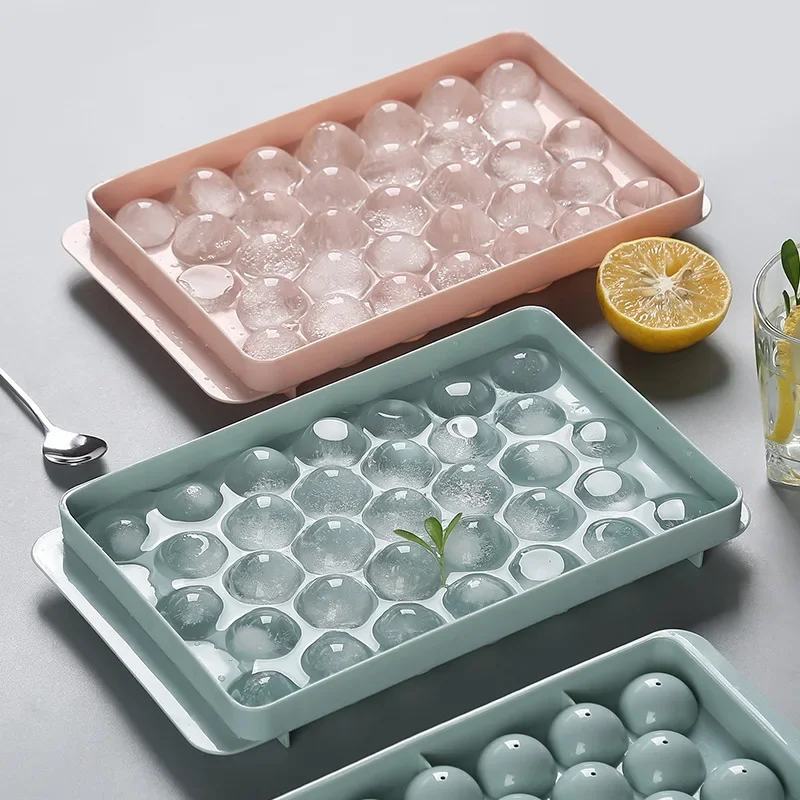 Colorful Round Ice Mould Cube Tray PP Plastic Mold Food Grade Kitchen Gadget DIY Ice Cream Tool Party Whiskey Cocktail Accessory