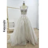 Customized Wedding Dresses Elegant Sleeveless Womens Dresses Floral Lace Applique Backless Bride Dresses Vestidos Para Mujer 3