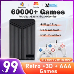 Hyper Base Mix 5TB Emulation Drive Retrobat+Launchbox+Playnite 3-in-1 Game HDD 60000 Games External Hard Drive With AAA/3D Games