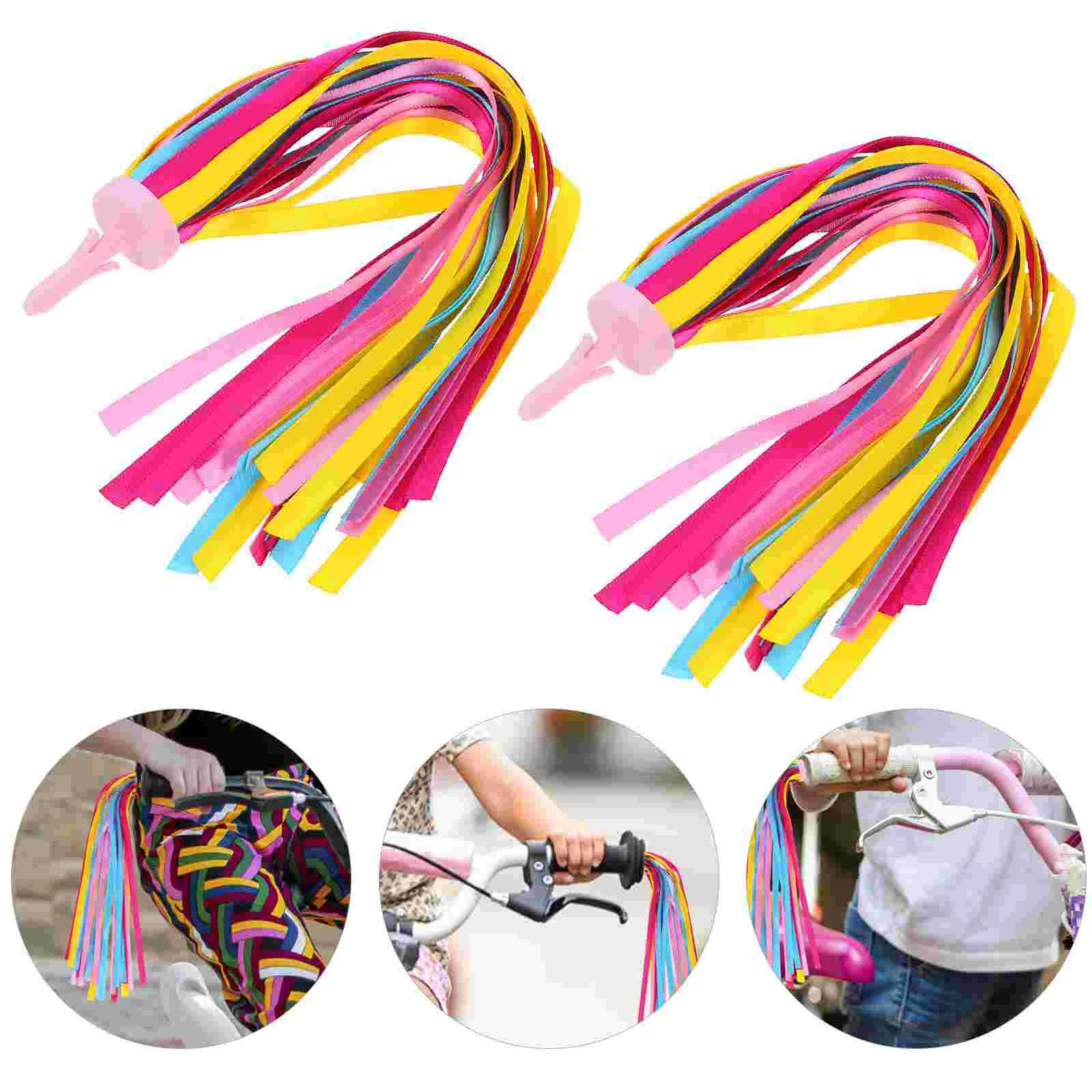 

One Pair of Childrens Bike Handlebar Streamers Bicycle Grips Tassels Ribbons Baby Carrier Accessories (Yellow)