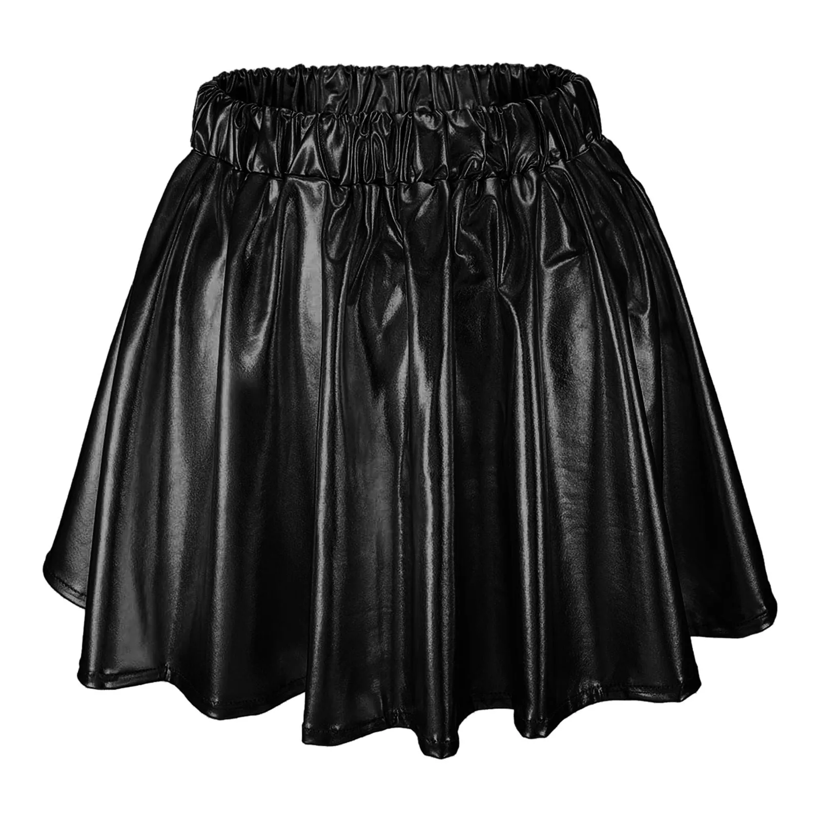 Vrouwen Hoge Taille Geplooide Metallic Mini Skort - Sparkly Shiny Flared A-Lijn Rok 2026