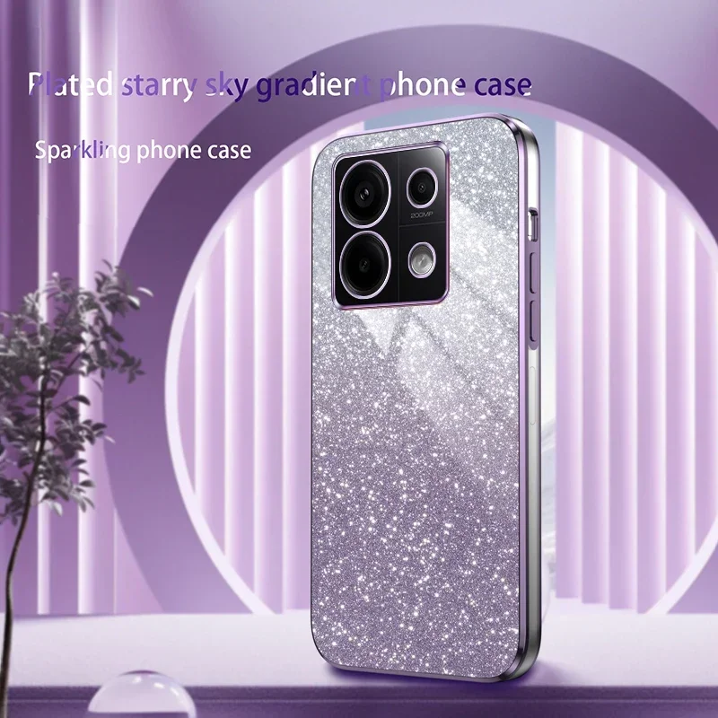 Luxury Shiny Glitter Plating Silicone Case with Camera Lens Protection