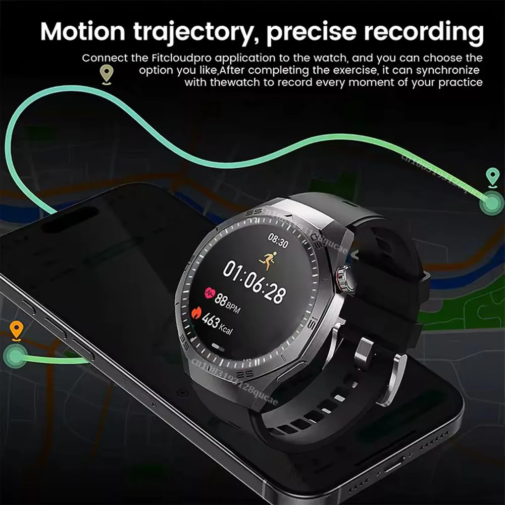 2026 New Smart Watch Men AMOLED HD Screen GPS Motion trajectory Heart Rate Bluetooth Calls SmartWatch Waterproof For Android ios 5